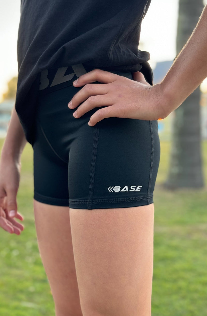 BASE Girls's 3" Training Shorts - Black