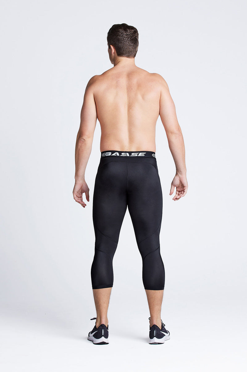 BASE Men's 3/4 Court Compression Tights - Black