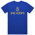 She Hoops Cotton Tee - Bright Royal/Yellow